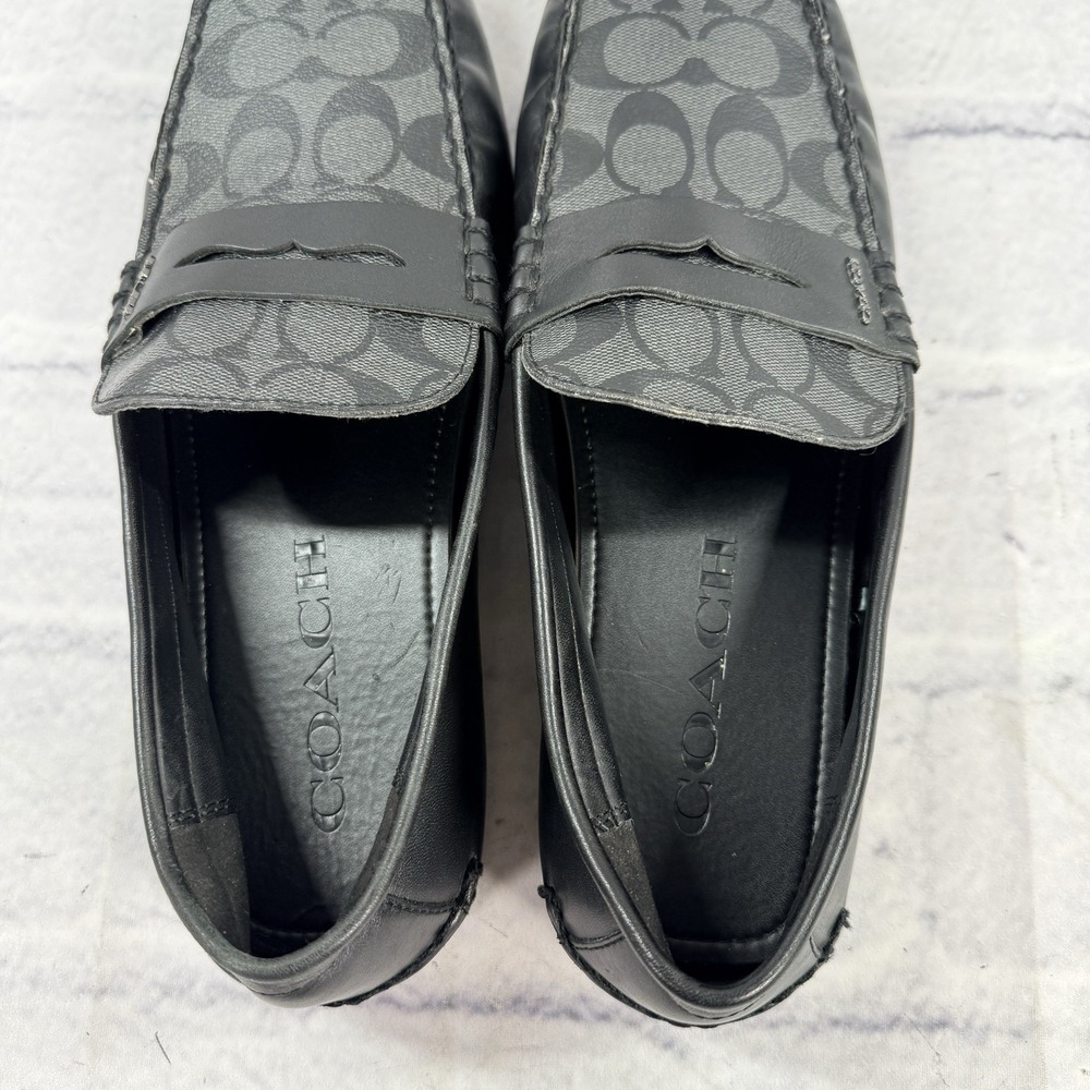 Coach Mens Mott Driver Sig FG2983 Black Slip On Casual Loafer Shoes Size 12D - Picture 10 of 12